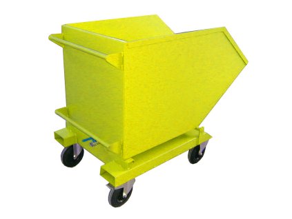 Výklopný kontejner (přepravník) čtyřkolový, 600 litrů, var. s kohoutem i kapsami, žlutá