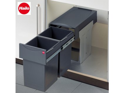 Vestavný odpadkový koš, Hailo AS Tandem 15/15, tmavě šedý 1