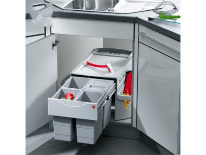 Vestavný odpadkový koš, Hailo AS Rondo 8/8/8/8/D/ME, světle šedý