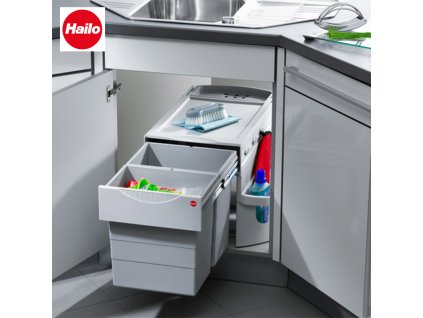 Vestavný odpadkový koš, Hailo AS Rondo Comfort 20/20/KS/ME, světle šedý