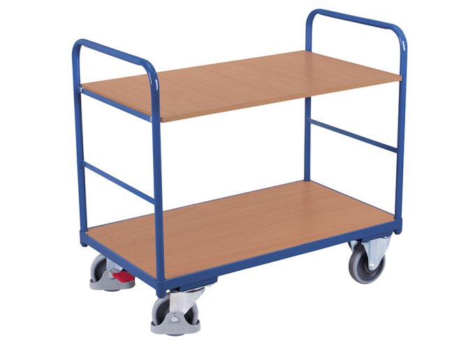 Nízký policový vozík, Variofit, 2 police (84 x 48 cm), do 250 kg, modrá/antracit (Barva antracit RAL7016)