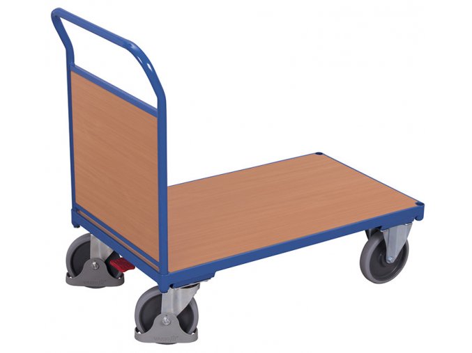 Plošinový vozík s madlem, plná výplň, Variofit, ložná plocha 88 x 50 cm, do 400 kg, modrá/antracit (Barva antracit RAL7016)