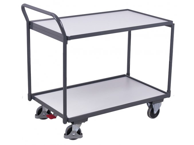 Antistatický policový vozík s madlem, 2 police (98 x 59 cm), Variofit, do 250 kg, modrá/antracit (Barva antracit RAL7016)