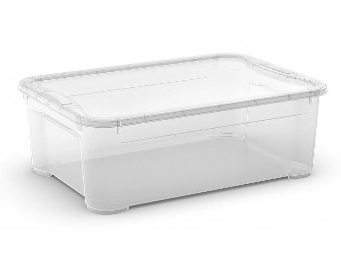 Plastový úložný box s víkem T box, vel. M, transparentní, 31 litru