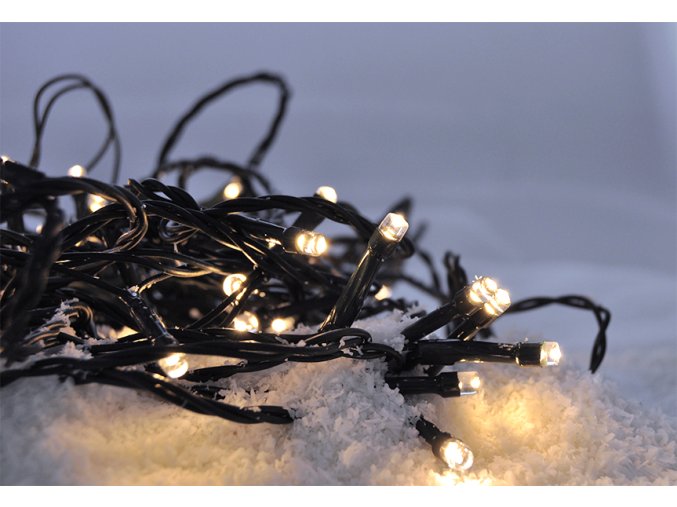 Solight LED venkovní vánoční řetěz, 400 LED, 20m, přívod 5m, 8 funkcí, IP44, teplá bílá