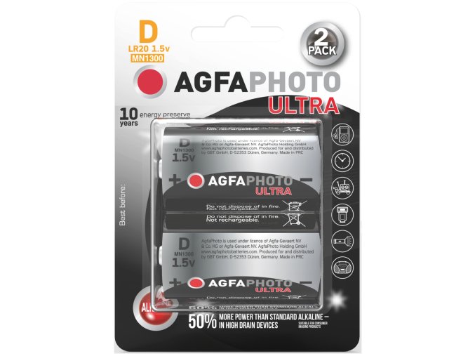 AgfaPhoto Power Ultra baterie LR20/D, blistr 2ks