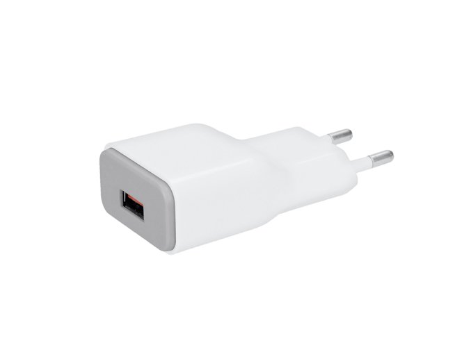 Solight USB nabíjecí adaptér, fast charge: 1x USB Qualcomm, 5V2A/9V1.5A/12V1A, AC 230V, bílošedý