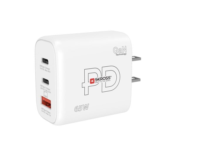 SKROSS USB A+C nabíjecí adaptér Power charger 65W GaN US, Power Delivery, typ A