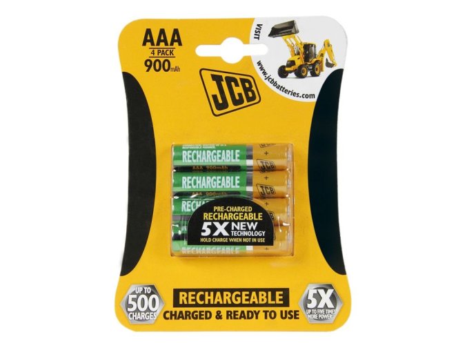 JCB RTU NiMH AAA/R03, 900mAh, přednabitá, blistr 4 ks