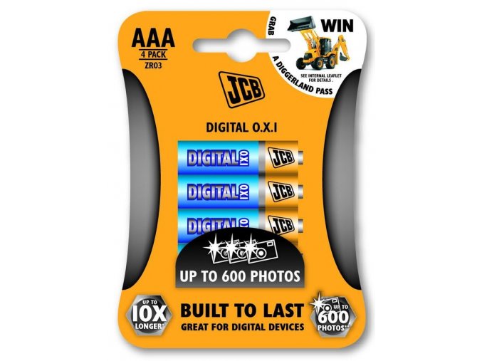 JCB OXI DIGITAL alkalická baterie LR03, blistr 4 ks