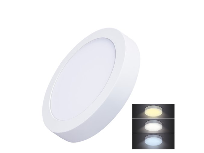 Solight LED mini panel CCT, přisazený, 18W, 1530lm, 3000K, 4000K, 6000K, kulatý