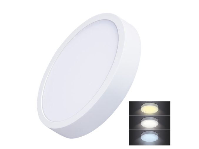 Solight LED mini panel CCT, přisazený, 24W, 1800lm, 3000K, 4000K, 6000K, kulatý