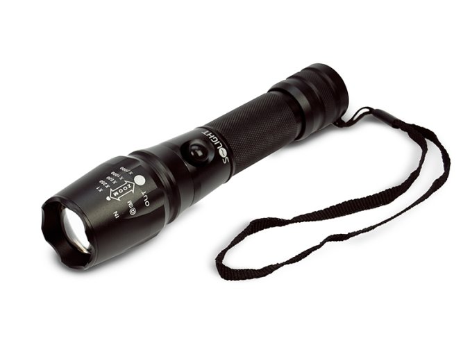 Solight LED nabíjecí profesionální svítilna, 600lm, T6 XML Cree LED, zoom, Li-Ion