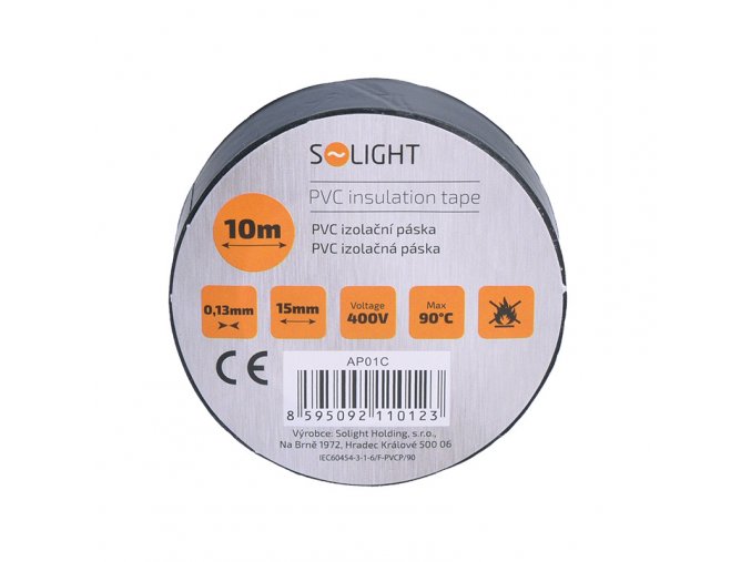 Solight izolační páska, 15mm x 0,13mm x 10m, černá