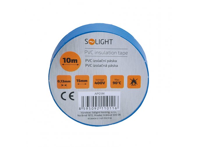 Solight izolační páska, 15mm x 0,13mm x 10m, modrá