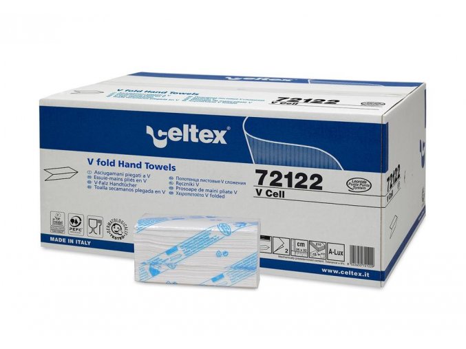 Papírové ručníky skládané CELTEX V Cell 3150ks, bílá, 2 vrstvy