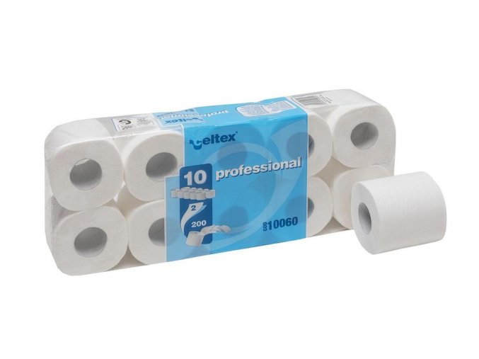 Toaletní papír CELTEX Professional 2vrstvy 200 útržků bílý - 10ks