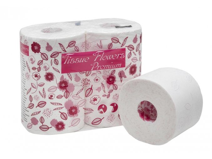Toaletní papír CELTEX Flowers Premium 3vrstvy, 300 útržků, parfémovaný - 4ks