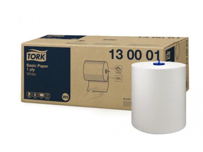 Papírové ručníky v MATIC roli TORK BASIC bílé pro vodotěsný zásobník W6 - 6ks