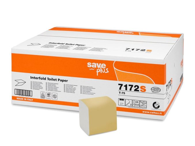 Toaletní papír CELTEX S-Plus skládaný 2vrstvy bílý 9000ks - 1krt