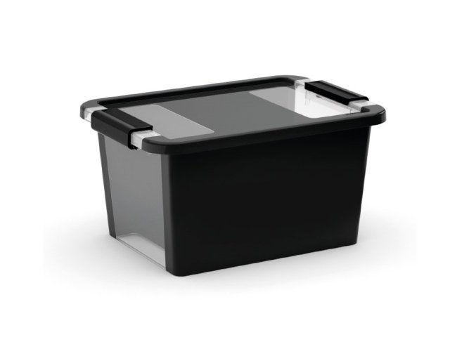 Plastový úložný box BI, objem 11l, 36,5 x 26 x 19 (výška) cm, černý