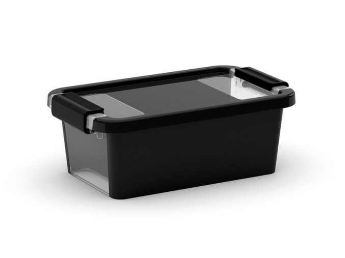 Plastový úložný box BI, objem 3l, 26,5 x 16 x 10 (výška) cm, černý