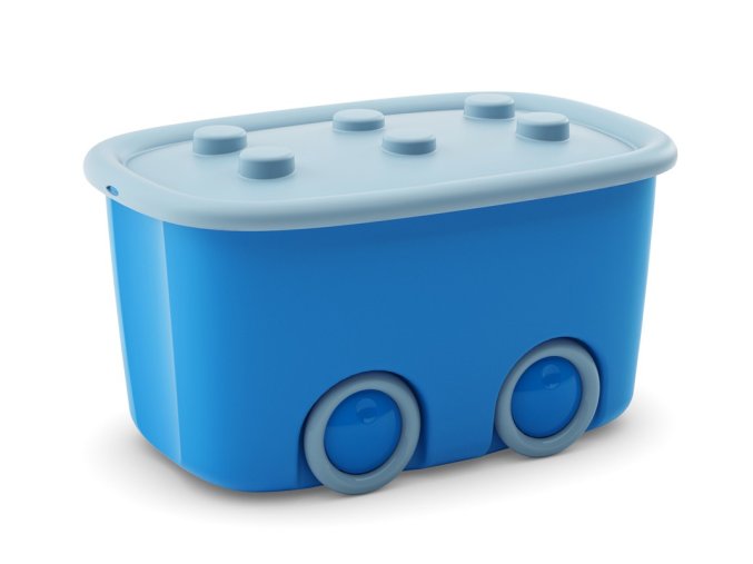Plastový úložný box FUNNY na hračky, objem 46l, 58 × 38,5 × 32 (výška) cm, modrá