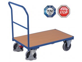 Plošinový vozík s madlem, Variofit, ložná plocha 103 x 70 cm, do 500 kg, modrá/antracit (Barva antracit RAL7016)