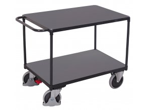 Policový vozík s madlem, Variofit, ložná plocha 100 x 60 cm, do 500 kg, 2 police, modrá/antracit