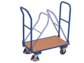 Plošinový vozík se dvěma sklopnými madly, Variofit, ložná plocha 72 x 45 cm, do 150 kg, modrá/antracit (Barva antracit RAL7016)