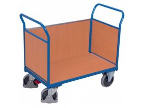 Plošinový vozík se dvěma madly a boční stěnou s plnou výplní, Variofit, ložná plocha 120 x 77 cm, do 500 kg, modrá/antracit (Barva antracit RAL7016)