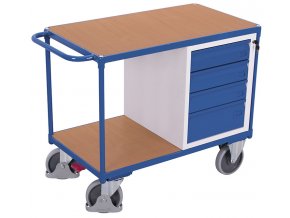Dílenský vozík, 4 zásuvky, Variofit, do 500 kg, š x h x v: 119 x 60 x 93 cm, modrá/antracit (Barva antracit RAL7016)