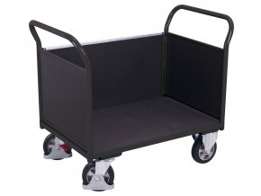 Plošinový vozík se dvěma madly a boční stěnou s plnou výplní, Variofit, ložná plocha 119 x 76 cm, do 1000 kg, modrá/antracit