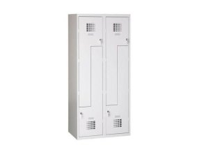 Šatní skříně dveře Z, 4 oddíly, cylindrický zámek, svařované, oddíl 400 mm (Jméno Z šatní skříň, 4 oddíly, šedá/červená)