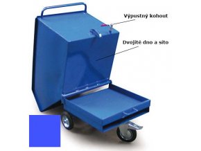 Výklopný vozík na špony, třísky 400 litrů, var, s kohoutem, modrý