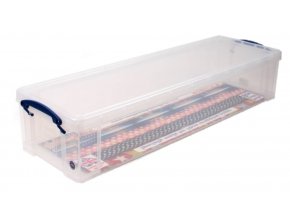 Plastový úložný box s víkem, really useful box, průhledný, 22 litrů