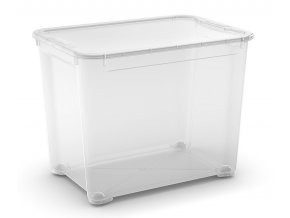 Plastový úložný box s víkem, průhledný, 70 litru