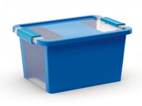 Plastový úložný box s víkem na klip, 11 l, modrá