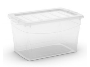 Plastový úložný box s víkem na klip, průhledný, transparentní, 30 l