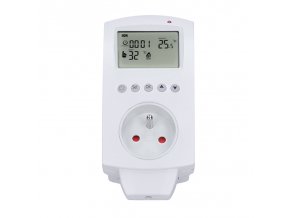 Solight termostaticky spínaná zásuvka, zásuvkový termostat, 230V/16A, režim vytápění nebo chlazení, různé teplotní režimy