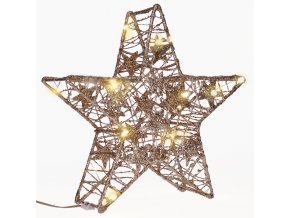 Solight vánoční hvězda glitter, zlatá, kovová, 14x LED, 2x AA
