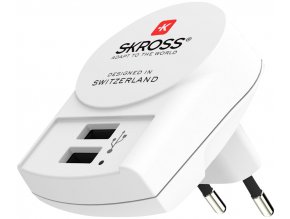 SKROSS USB nabíjecí adaptér EU, 2x USB-A, 12W, typ C