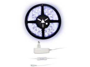 Solight LED světelný pás s testrem, 5m, sada s 12V adaptérem, 4,8W/m, IP65, studená bílá