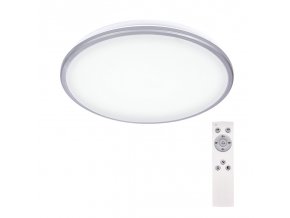 Solight LED stropní světlo Silver, kulaté, 24W, 1800lm, stmívatelné, dálkové ovládání, 38cm