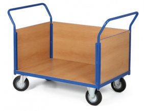 Plošinový vozík, tři strany plné, 300 kg