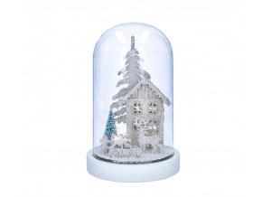 Solight LED vánoční dekorace, zasněžená krajina s domkem, 18cm, 10x LED, 2x AAA