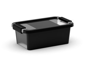Plastový úložný box BI, objem 3l, 26,5 x 16 x 10 (výška) cm, černý