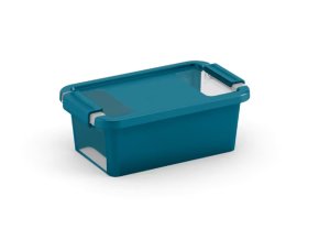 Plastový úložný box BI, objem 3l, 26,5 x 16 x 10 (výška) cm, tyrkys