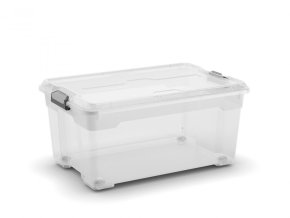 Plastový úložný box Moover box L, objem 45l, 58 x 38 x 27 (výška) cm, transparentní víko