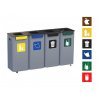 Sada 4 x venkovních odpadkových koš Modular na tříděný odpad, objem 4 x 70 l